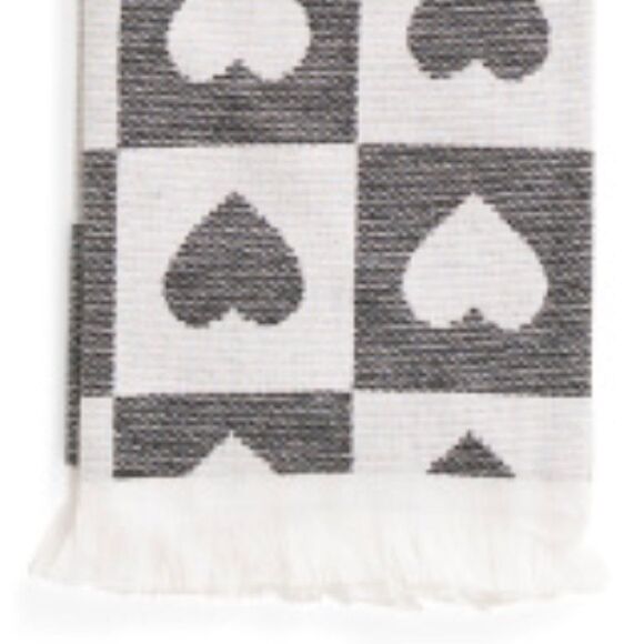 cupcakes and cashmere White Black Checkered Heart Grid Cotton Blend Tea Towels - Picture 3 of 6